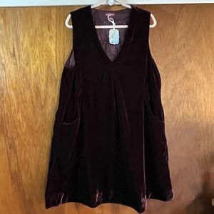 APRIL CORNELL Velvet Shift Dress in Aubergine Sz XL NWT